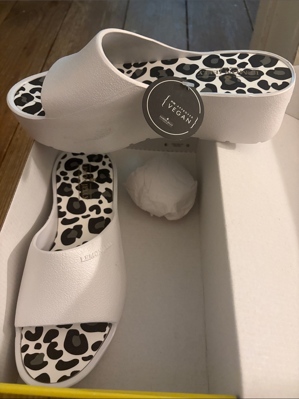 Women’s Cream Platform Slide Mules with Leopard-Print Footbed